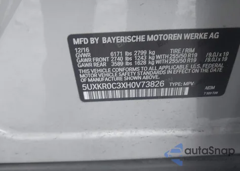 2017 BMW X5 xDrive35I from USA, damaged, VIN 5UXKR0C3XH0V73826